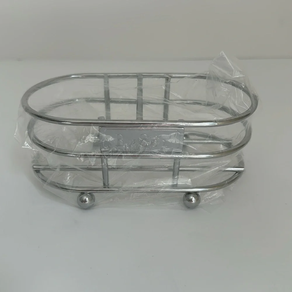 Beekman 1802 Silver Metal Soap Lotion Caddy Bath Kitchen Holder